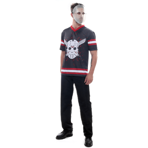Fantasia Jason Masculino Camiseta Adulto e Infantil com Máscara - Halloween