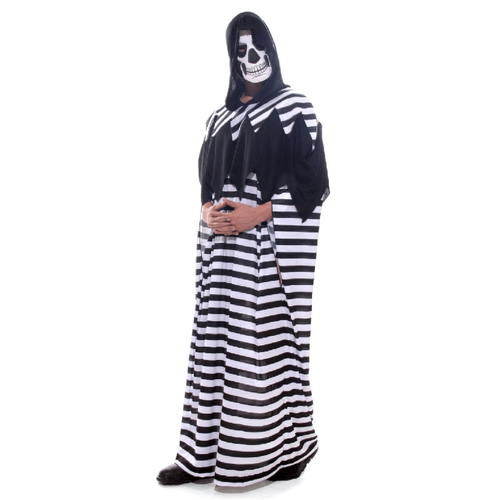 Fantasia Palhaço Preto e Branco Túnica Adulto e Infantil com Máscara - Halloween