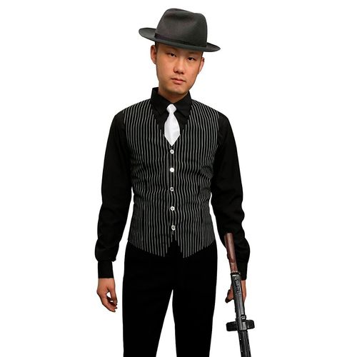 Fantasia Gangster Camisa Colete e Gravata Adulto e Infantil