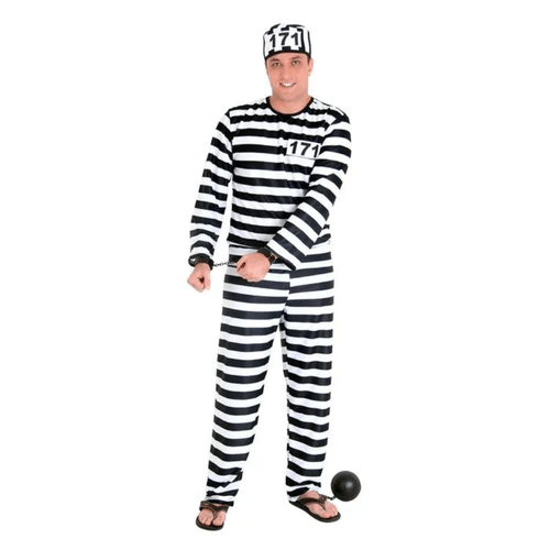 Fantasia Presidiário Adulto e Infantil Listrada Preto e Branco
