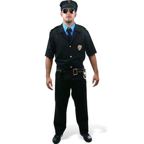 Fantasia Policial Masculina Adulto e Infantil Completa com Chapéu