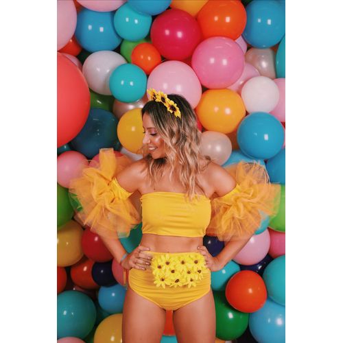 Fantasia Abre Alas Amarelo Feminino Adulto e Infantil - Fantastique