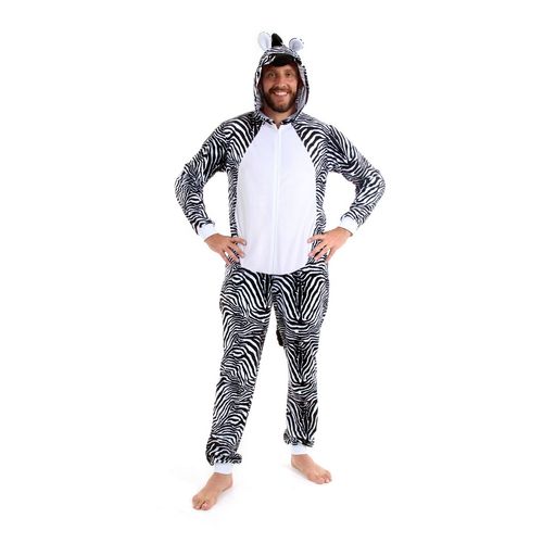 Fantasia Zebra Macacão com Capuz Unissex Adulto e Infantil