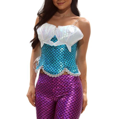 Corpete Azul Sereia Trançado Adulto e Infantil