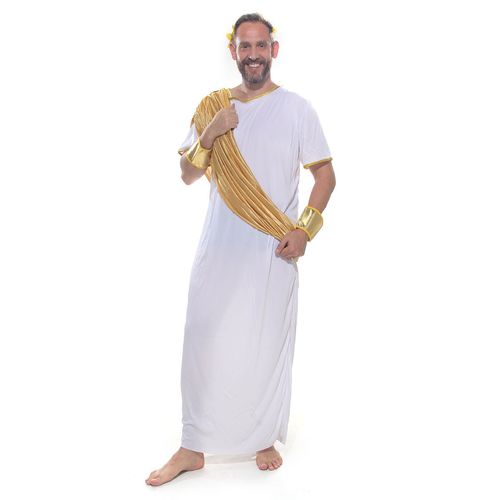 Fantasia Príncipe Romano Túnica Adulto e Infantil com Acessório de Cabeça e Braceletes