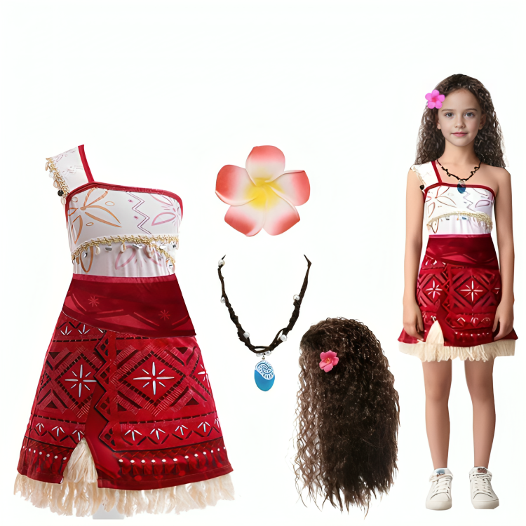 Fantasia Infantil e Adulto Moana 2 com Peruca