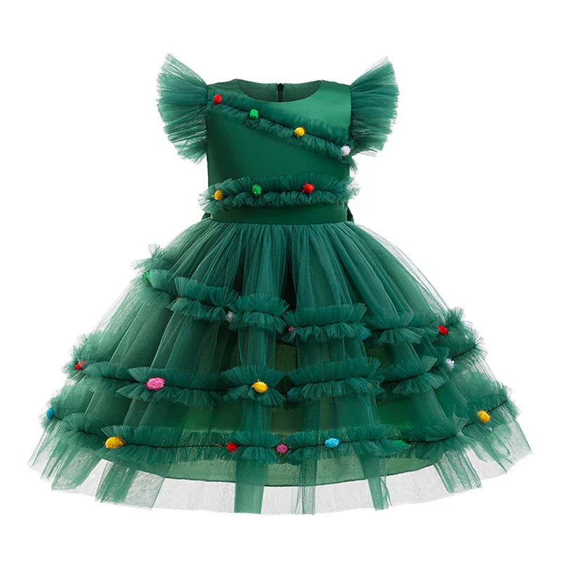 Vestido Infantil e Adulto Natal Bolinhas Coloridas
